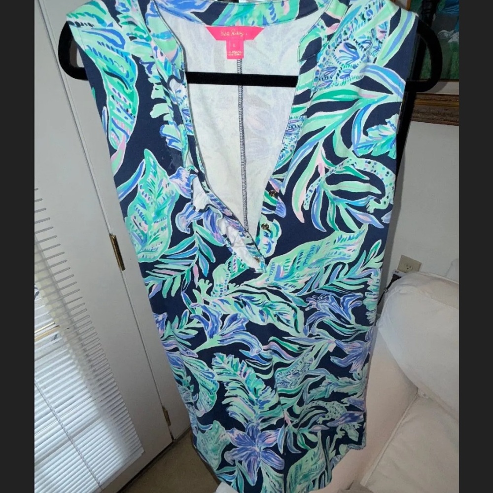 Lilly Pulitzer Blue and Green Tropical Dress
